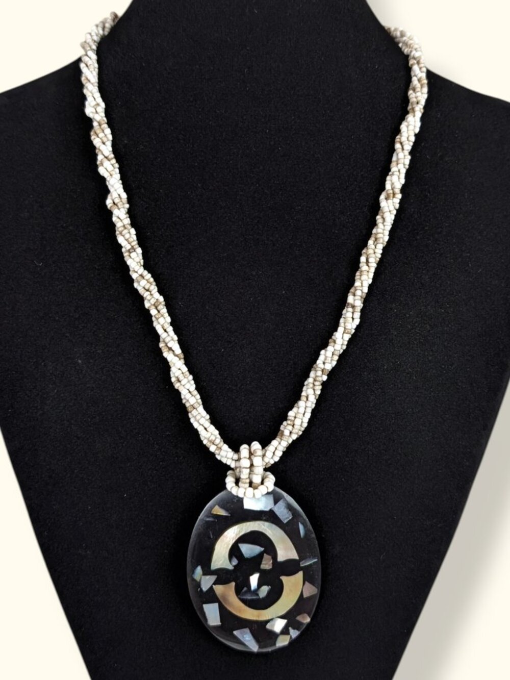 (2/$20) Bohemian Abalone Mosaic Pendant Necklace